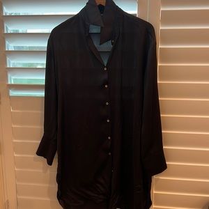 Zara Silky Black Shirt Dress. Size Large
